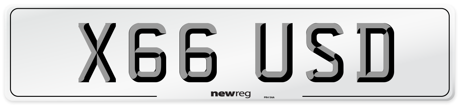 X66 USD Number Plate from New Reg